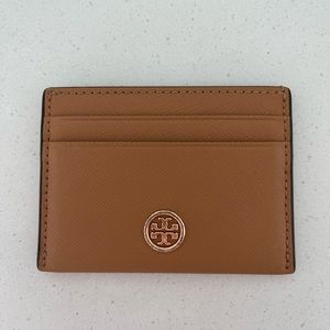 Brown Tory Burch Robinson Card Holder